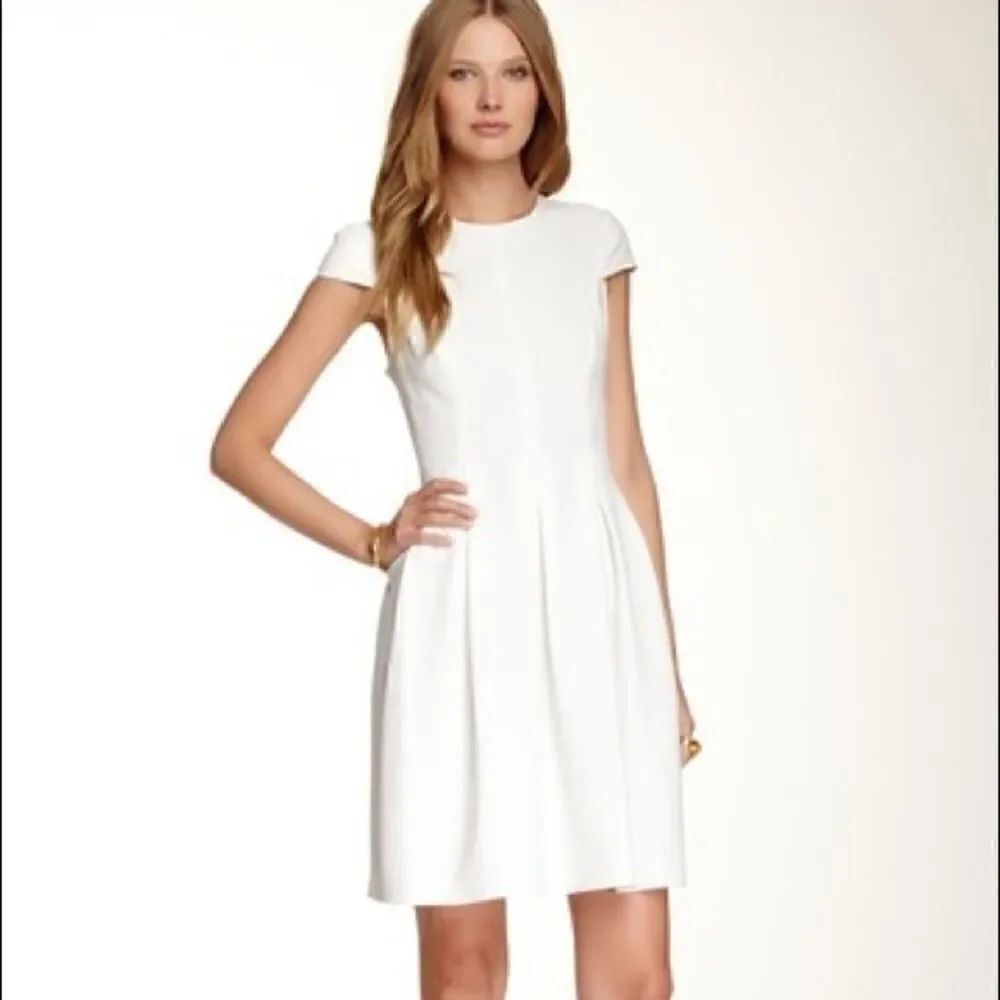 Jill Stuart Faux Leather Trim Pleat Cocktail Dress